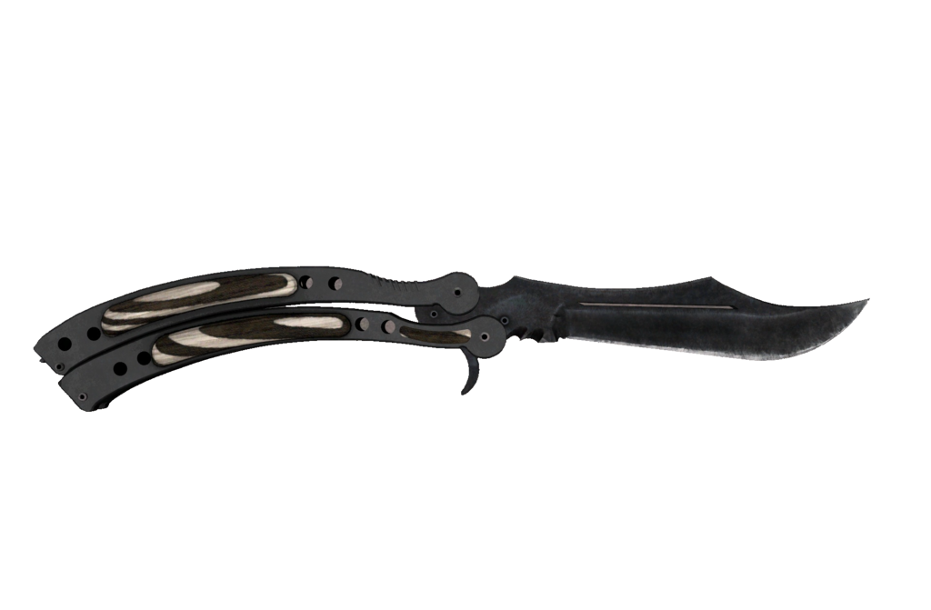 butter-black1-90e604d2659dff6a2916694332715421-1024-1024-1.png Butterfly Knife | Black Laminate (Well-Worn) - Imagem 1